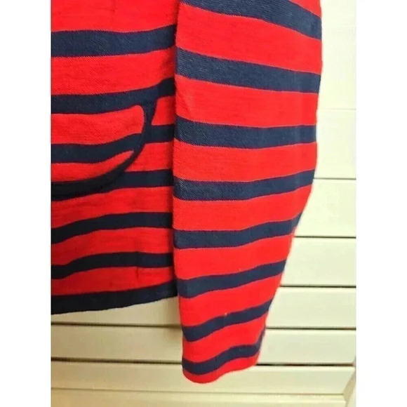 Cabi Size M Ladies Buttonup Red & Navy Striped Nautical Theme Lightweight Jacket - Picture 4 of 6